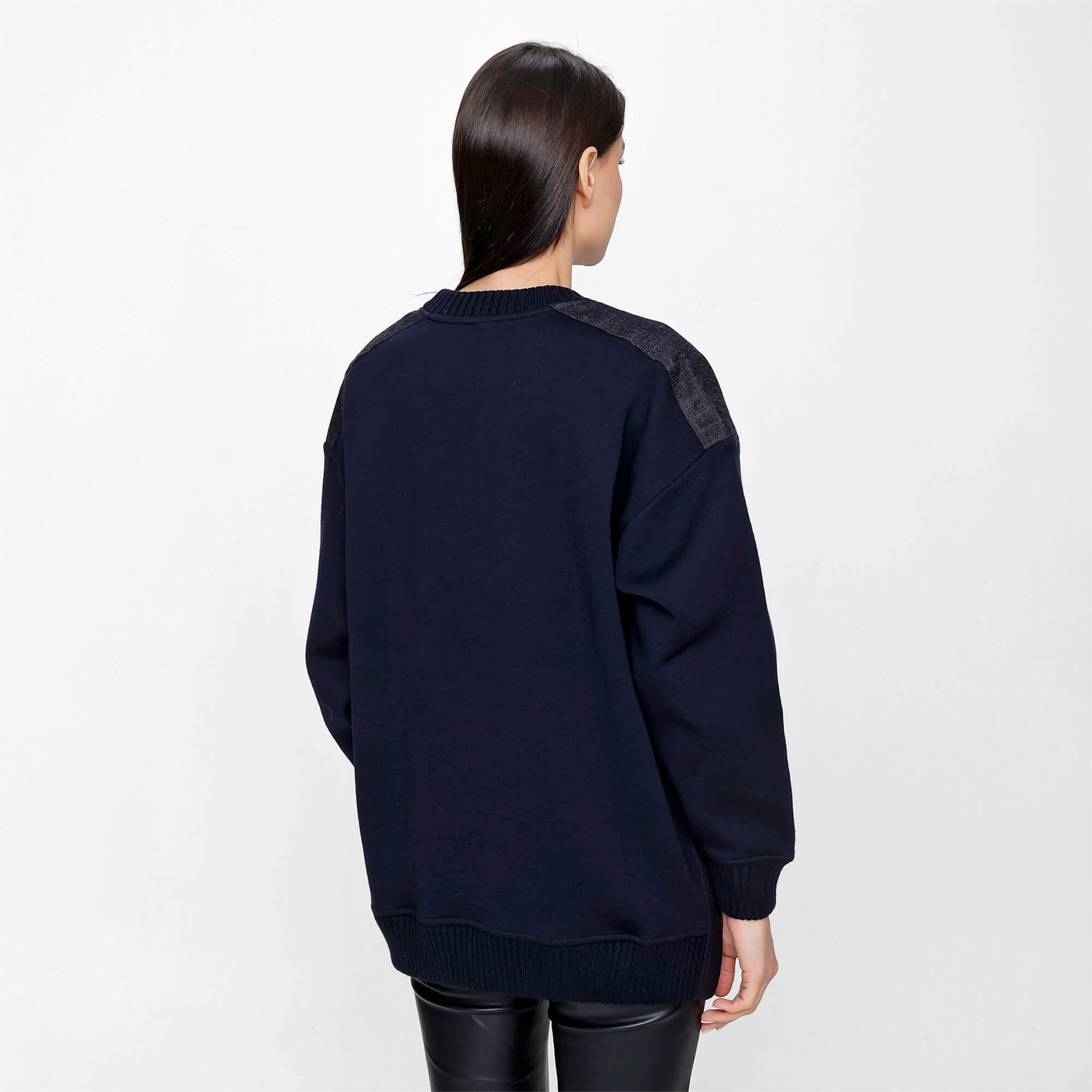 Moncler - Navy Wool Blend Zipped Sides Asymmetric Cut Maglia Girocollo Sweater